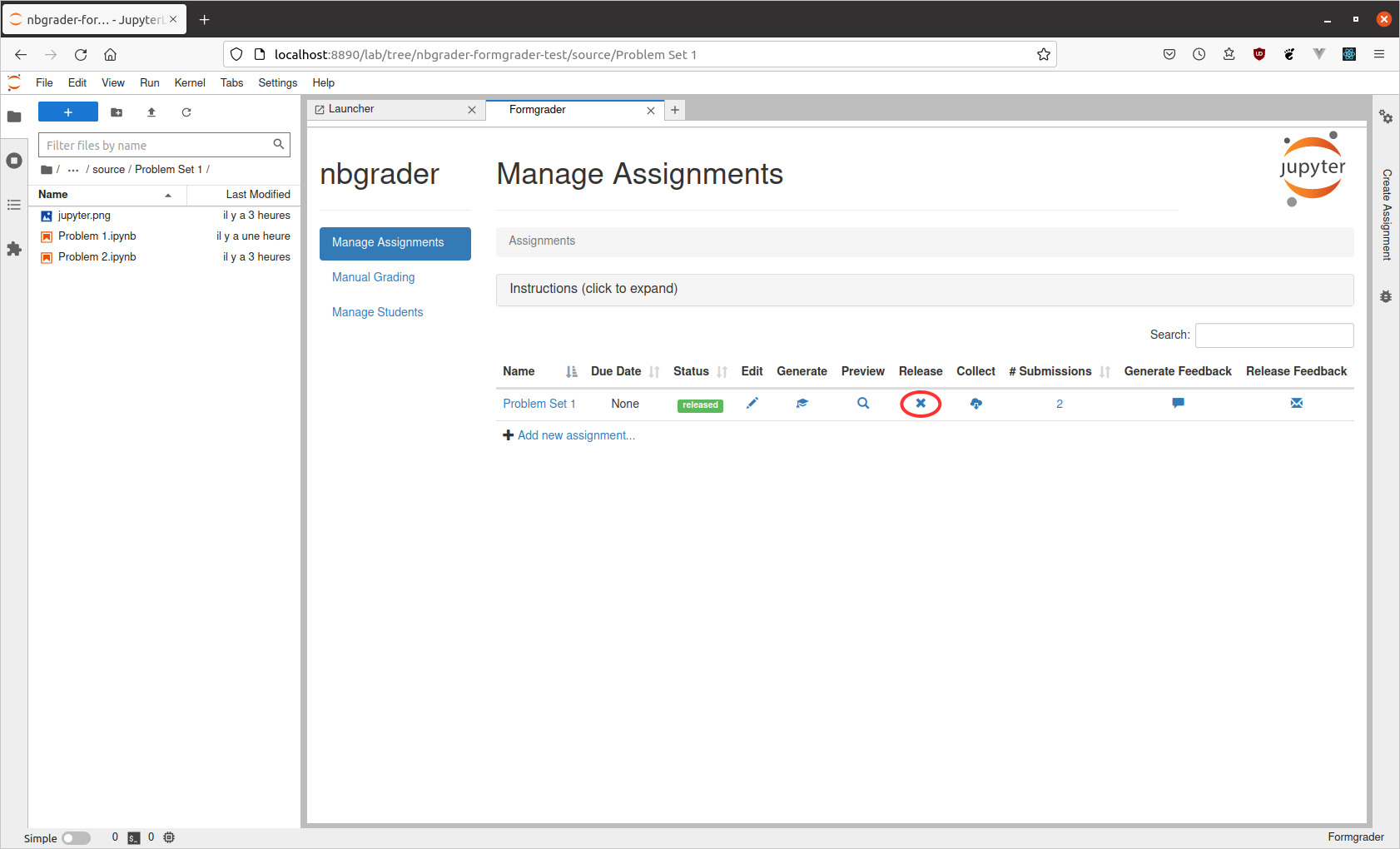 manage assignments un-release
