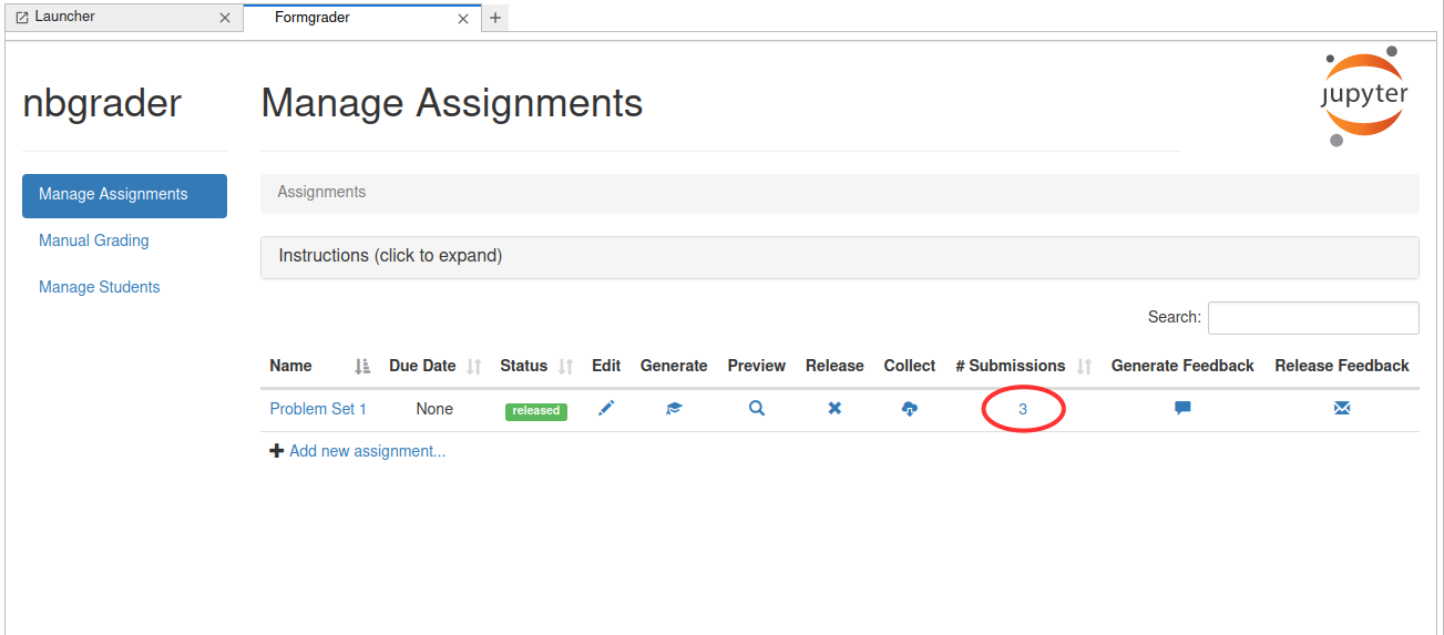 manage assignments grade collected